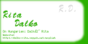 rita dalko business card